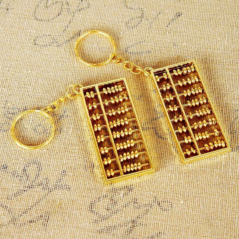 Special offer manufacturer direct delivery abacus keychain for wealth attraction, zinc alloy gold-plated daily pendant, handicraft, travel gold calculator Specification image