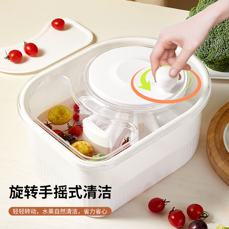 Cross-border household fruit washing wonder, crayfish and fruit and vegetable cleaning machine, kitchenware cleaning device, portable draining basket C72 details Picture