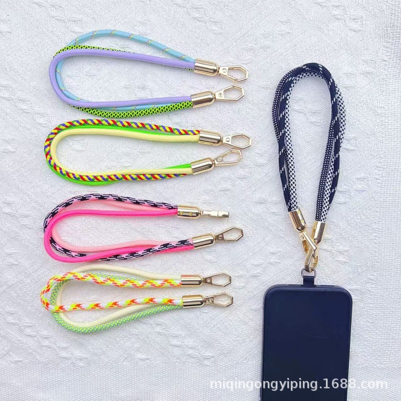 New color-blocked short phone lanyard, dopamine wrist lanyard, phone case hand-held lanyard, outdoor travel anti-loss short lanyard