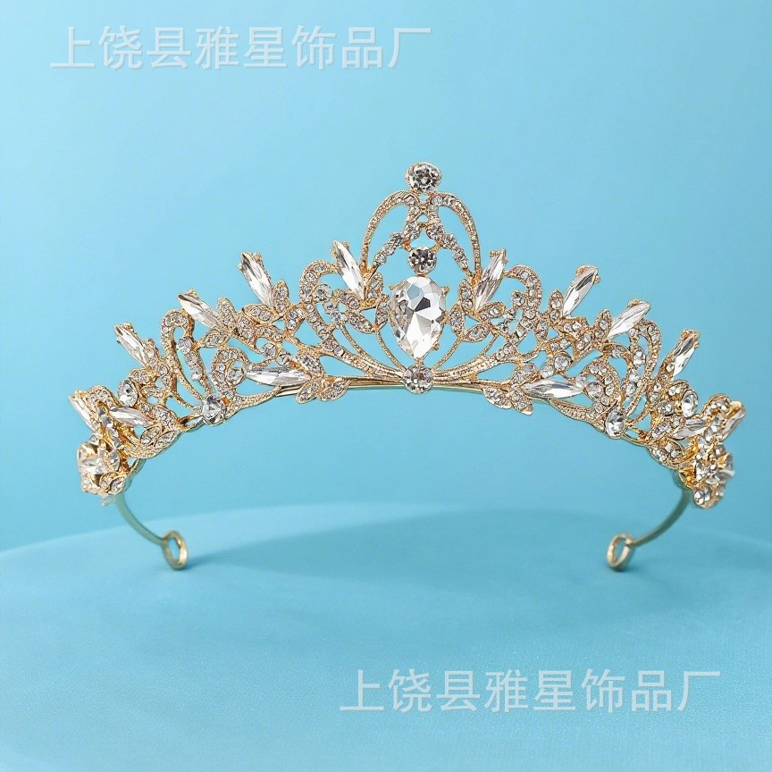 Coreano amazon venta caliente gota de agua corona novia novia tocados cumpleaños princesa corona vestido de banquete accesorios para el pelo details Picture
