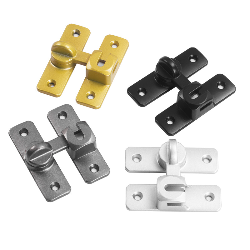 Non-perforated latch lock sliding door, sliding door, 90-degree right-angle door bolt, bathroom door, alloy buckle, anti-theft buckle Item Picture