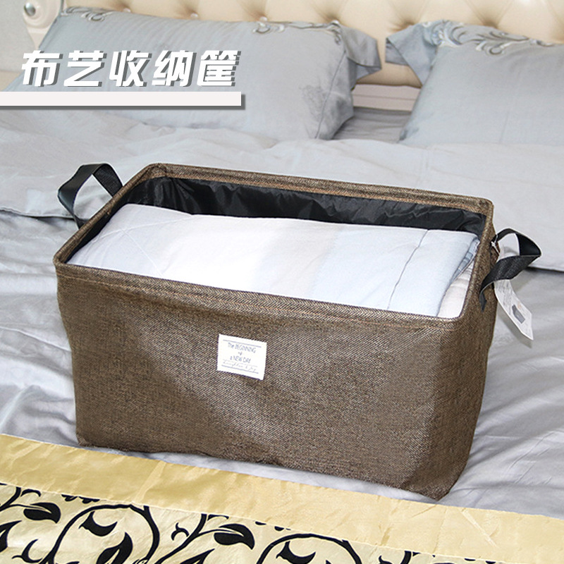 可束口防尘方框收纳筐仿麻时尚现代简约可折叠家居收纳篮批发