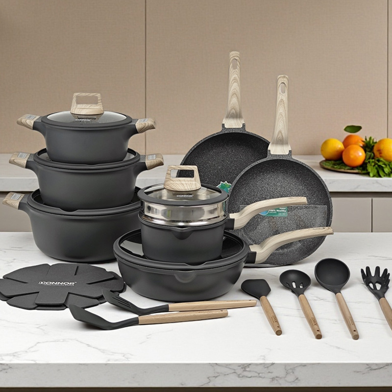 Donnor rali 22pcs set antiadherente sartén plato sartén set granito cocina Cookware Se Item Picture