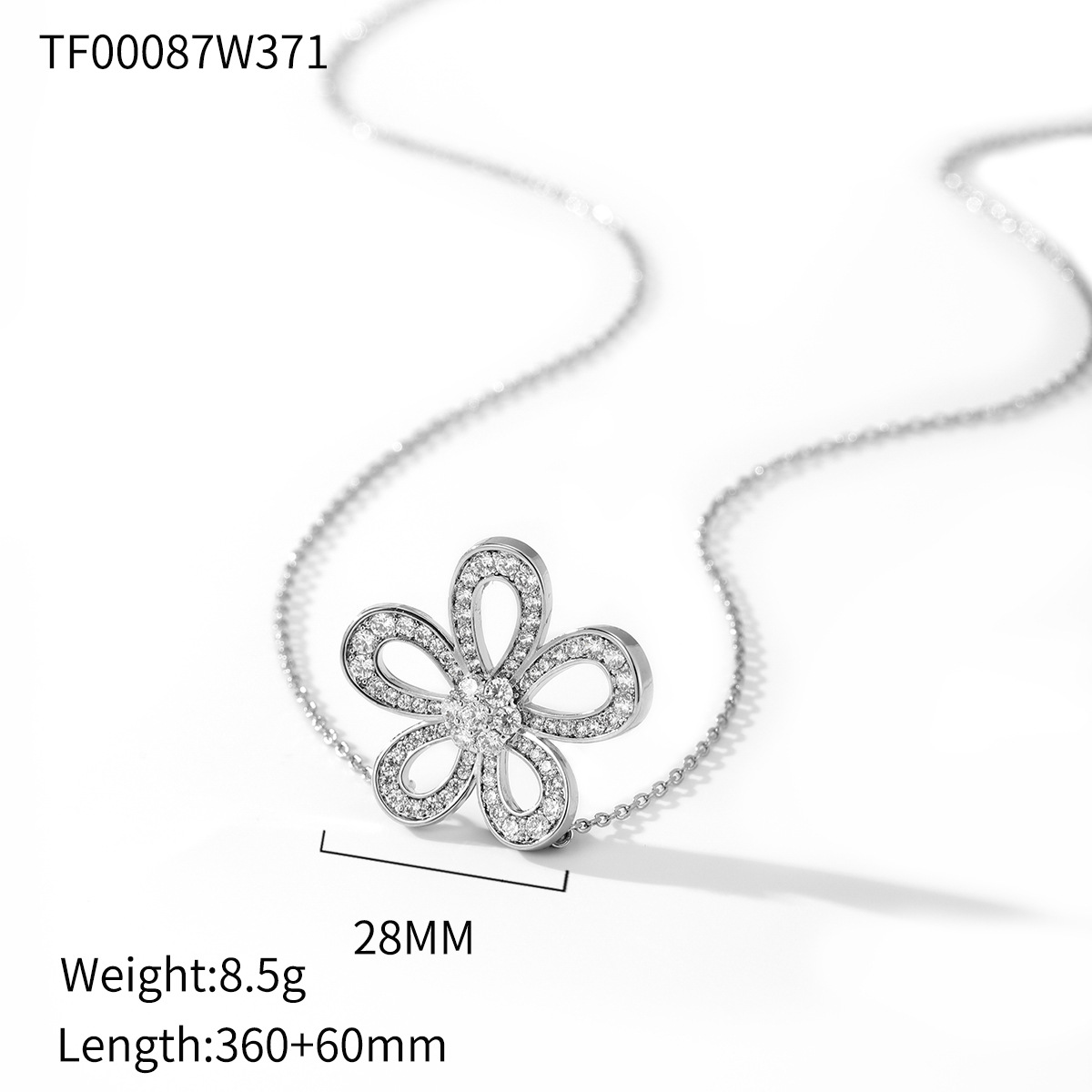 简约时尚柏伶创意小巧大花项链 ins风通勤女士项饰 直播颈链白底实物图