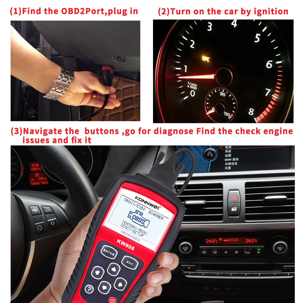 The same model as MS509, KW808OBD2 EOBD SCANNER TOOL automotive fault scanner diagnostic instrument Application Scenario