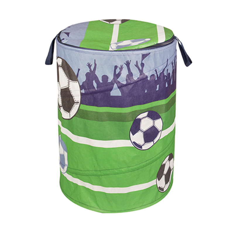 足球款防水防尘带盖无纺布加大收纳桶杂物桶脏衣篮洗衣篮玩具收纳