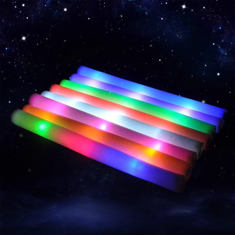 Sponge glow sticks, foam flash sticks, concert large glow sticks, seven-color electronic luminous sticks, disposable Specification image