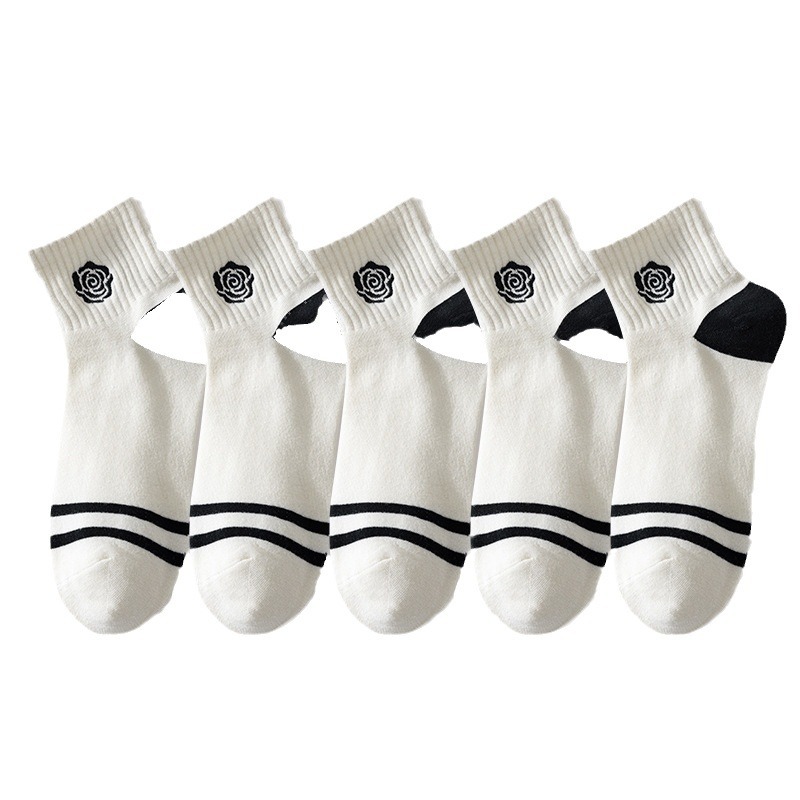 Summer thin, medium-short, sweat-absorbing and odor-proof sports socks for women, Japanese-style cute short socks, spring and autumn medium-short socks Item Picture