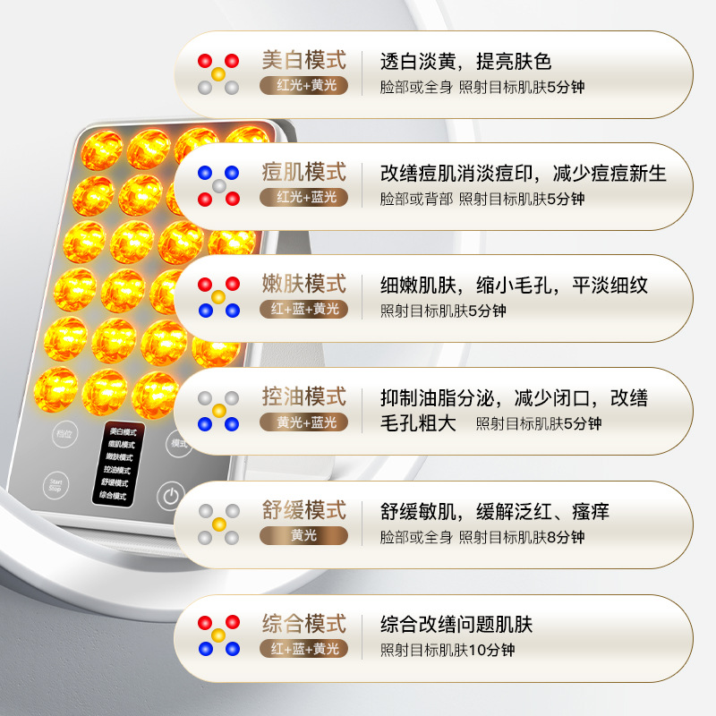 shanilak custom large exhaust light beauty Device, Home facial rejuvenation device, facial acne Control, Photon rejuvenation, LED red and blue spectrometer Specification image