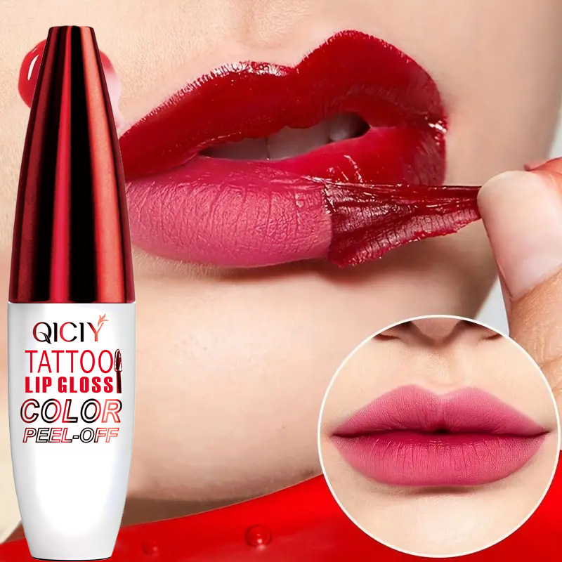 Cross-border exclusive QICIY color peel-off lip gloss, non-fading, non-sticking to cups, waterproof, long-lasting, natural lip gloss lipstick wholesale details Picture