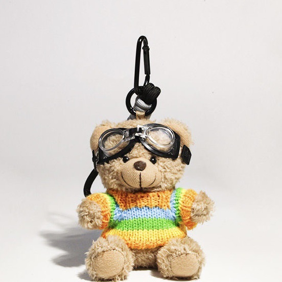 ins网红飞行员小熊毛绒挂件可爱创意熊熊玩偶公仔包包挂饰钥匙扣