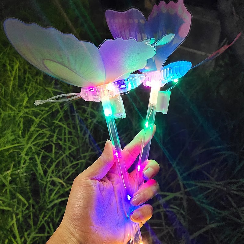 Douyin products' new seven-color glowing butterfly handheld flashing wings are available for children's toys at the square night market and street stalls Specification image