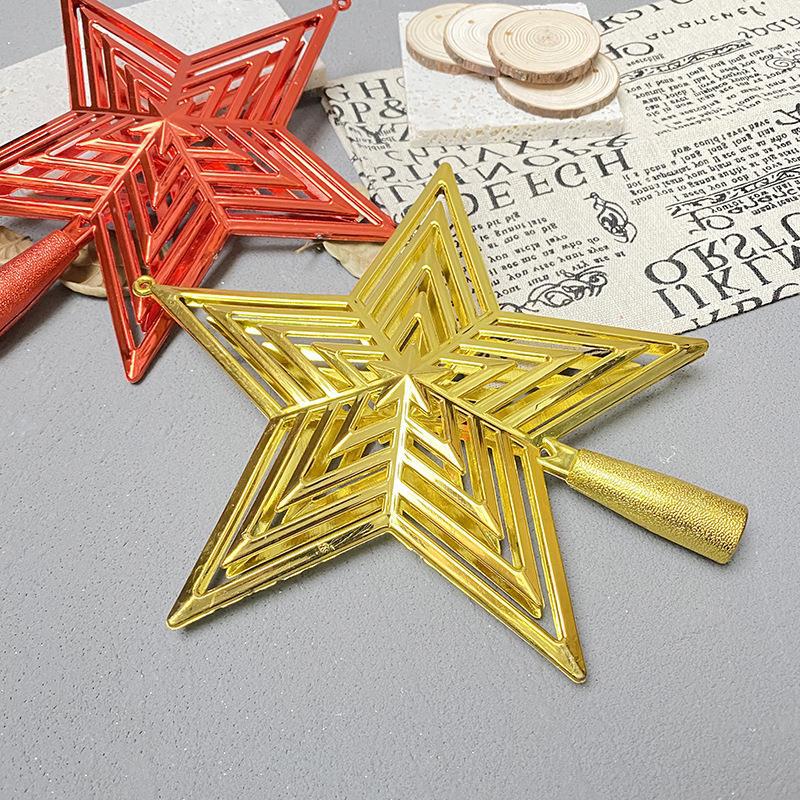 Christmas tree top star five-pointed star pendant, plastic tree top star Christmas festival decoration items, cross-border exclusive supply details Picture