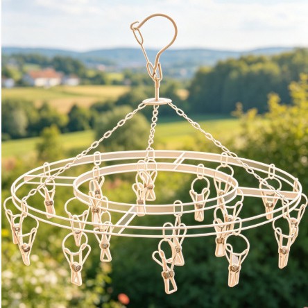Household wholesale multi-functional clothes hanger, round sock clip, windproof hanging multi-clip drying clothes hanger, preferred material clothes hanger details Picture