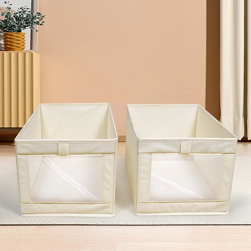 可透视窗桌面抽屉整理收纳盒衣柜内衣收纳箱可折叠宿舍叠加整理盒