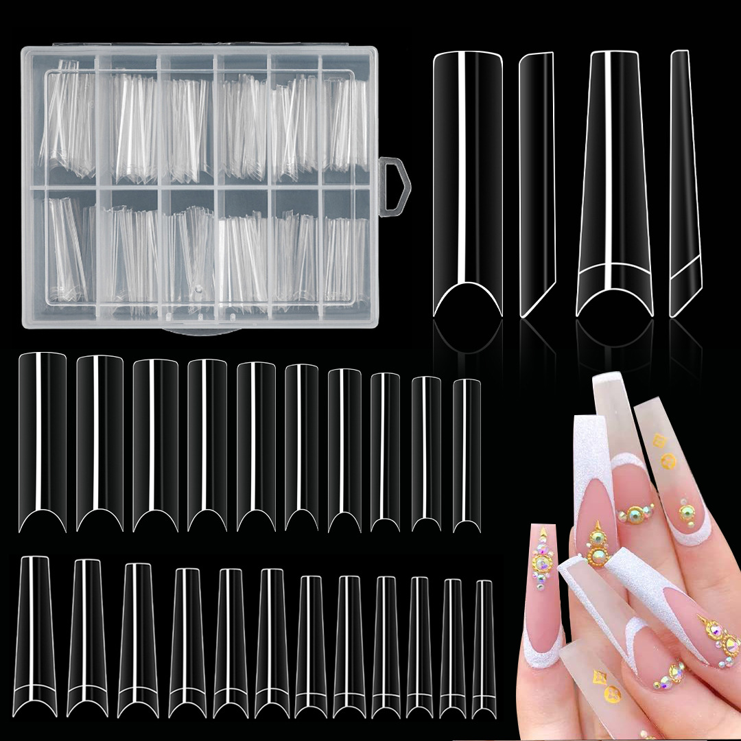 XXL NO C牛仔甲MAX超长平头法式假指甲XXL水管甲竹筒甲C跨境批发