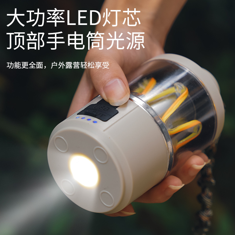 2023 nuevo crossover portátil multifuncional camping luz de campo al aire libre carpa luz de tungsteno USB recargable Application Scenario