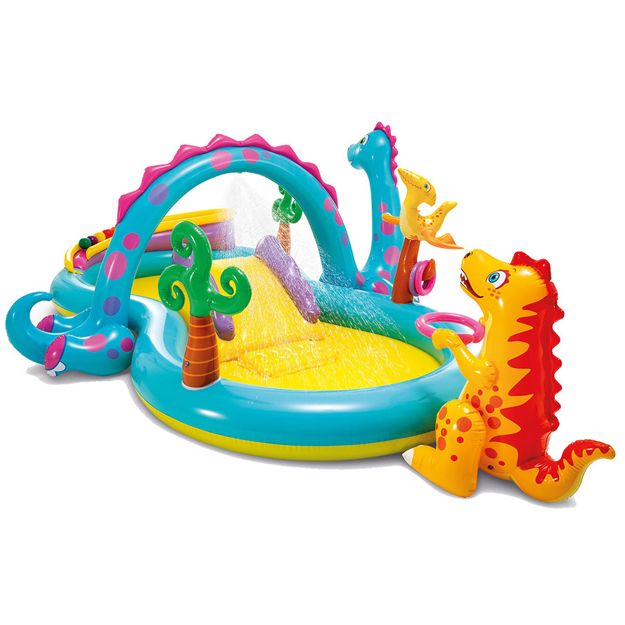 INTEX Rainbow Flamingo Swimming Pool, Family Fountain with Slide, Cartoon Water Play Pool, Inflatable Ball Pool Item Picture