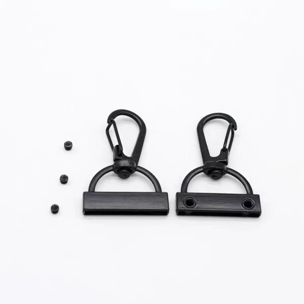 Electrophoretic black webbing button screws, black spring buckles, three-line hooks, wholesale in stock, special hardware buckles for lanyards and bags Item Picture