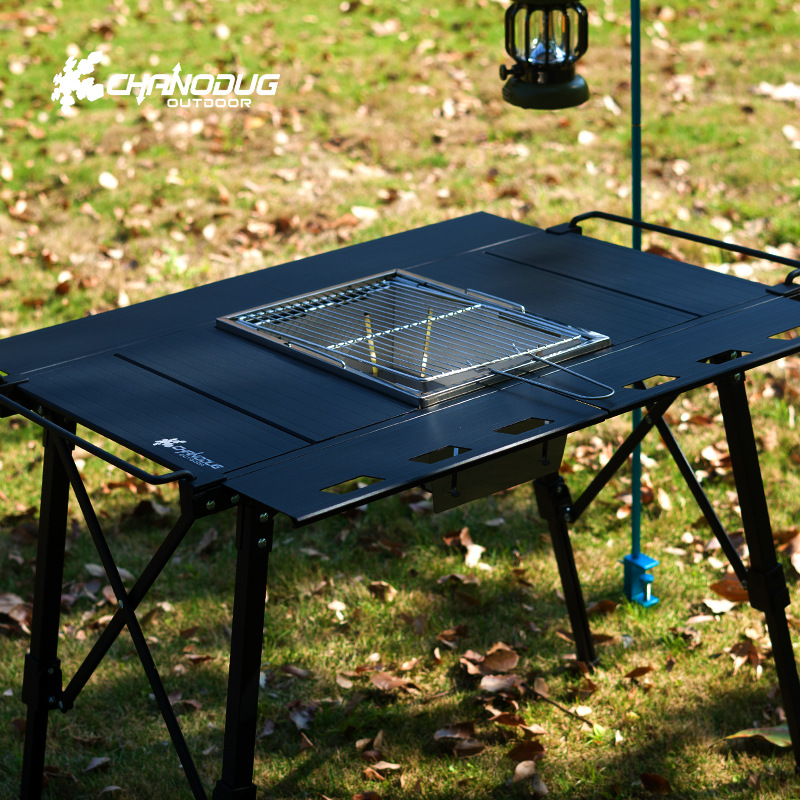 Outdoor aluminum alloy folding table, portable egg roll table, camping adjustable height, picnic and barbecue table, IGT mobile kitchen table