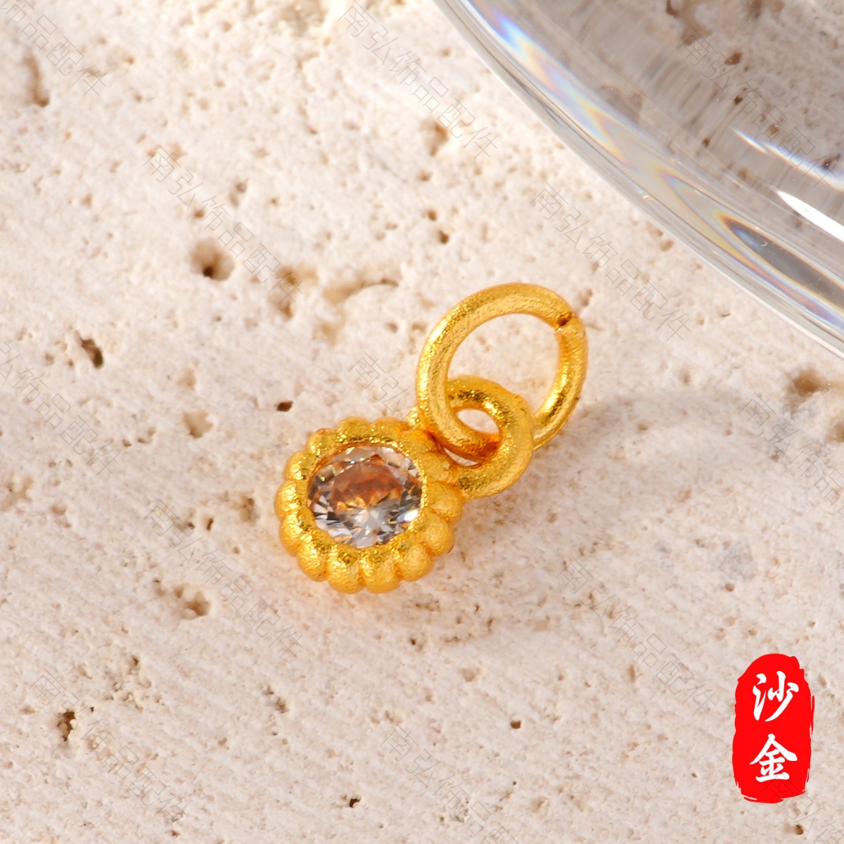 New ancient-style sand gold high-color retention zirconium-inlaid small slipper Chinese-style high-end bracelet and necklace DIY accessory Specification image