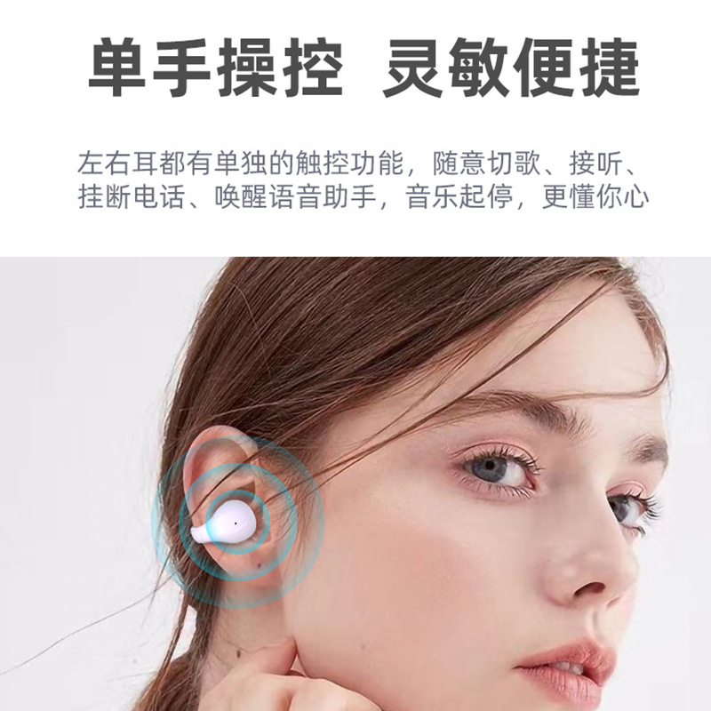 Cross-border transparent digital display E88 Bluetooth earphones, in-ear TWS non-in-ear sports wireless air conduction earbuds details Picture