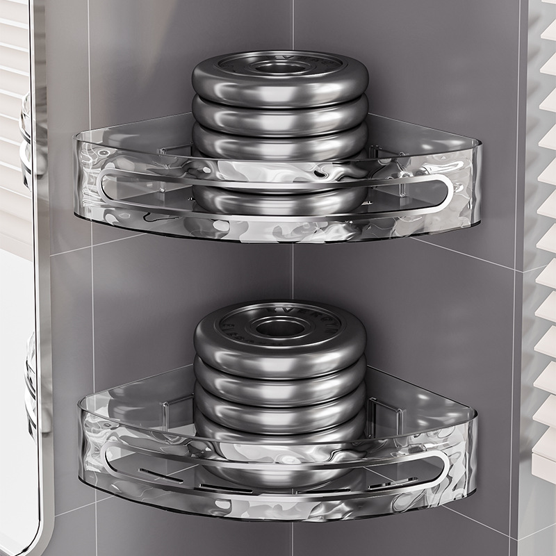 收纳架浴室免打孔置物架洗漱台墙角厕所卫生间洗澡卫浴壁挂三角篮细节图