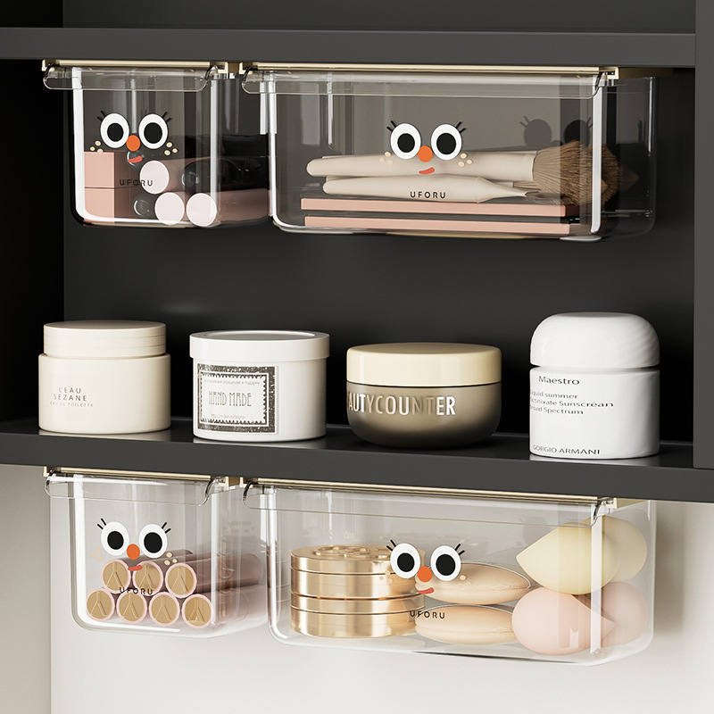 Drawer-style storage box, large-capacity home, cute style bathroom cabinet, hidden storage rack, transparent hanging storage box Application Scenario
