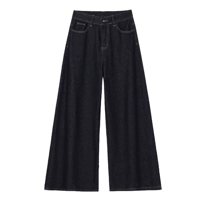 Low-waisted wide-leg natural-color jeans for women 2025 autumn/winter new style American retro drape and laid-back straight-leg casual trousers Item Picture