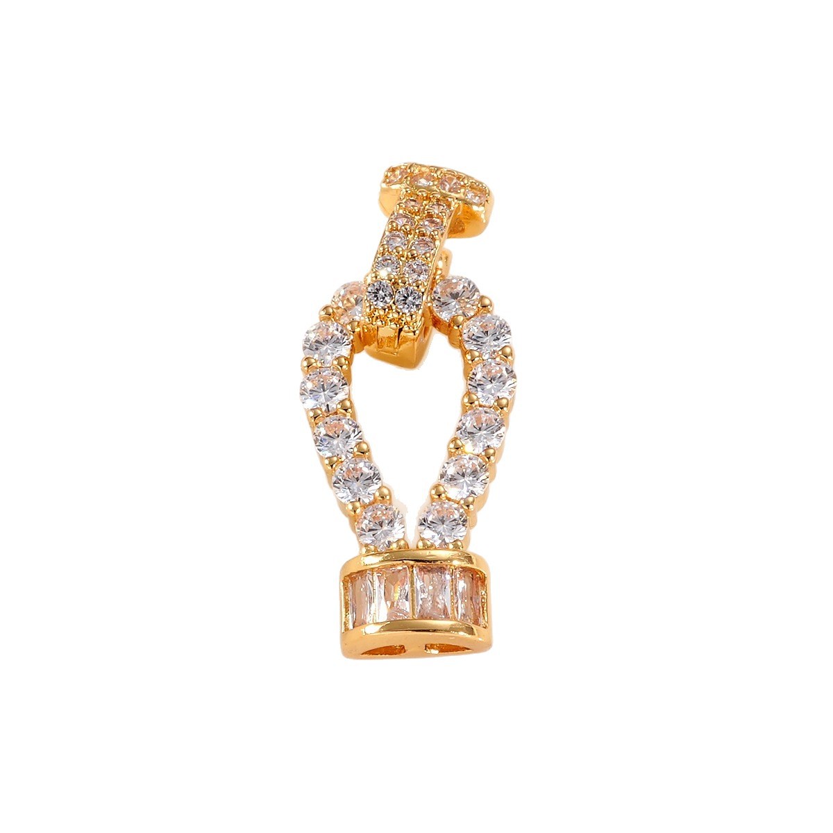 New 18k copper-plated real gold and zirconium-inlaid rope knot connection buckle, color-preserving and high-end style bracelet and necklace buckle DIY accessory Item Picture