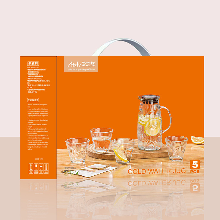 Transparent cold water bottle, juice pot, glass water set, five-piece set, glass cup, practical wedding gift for sale Application Scenario