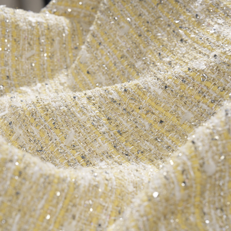 Mokasi chanel-style fabric, colorful mixed woven tweed, spring and autumn set bag DIY handcrafted fabric Application Scenario