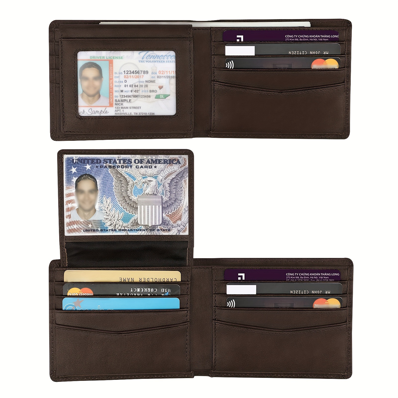 Men's wallet RFID anti-theft card, business quality, multi-slot, short 30% discount loose-leaf cross-border bestseller for men Item Picture
