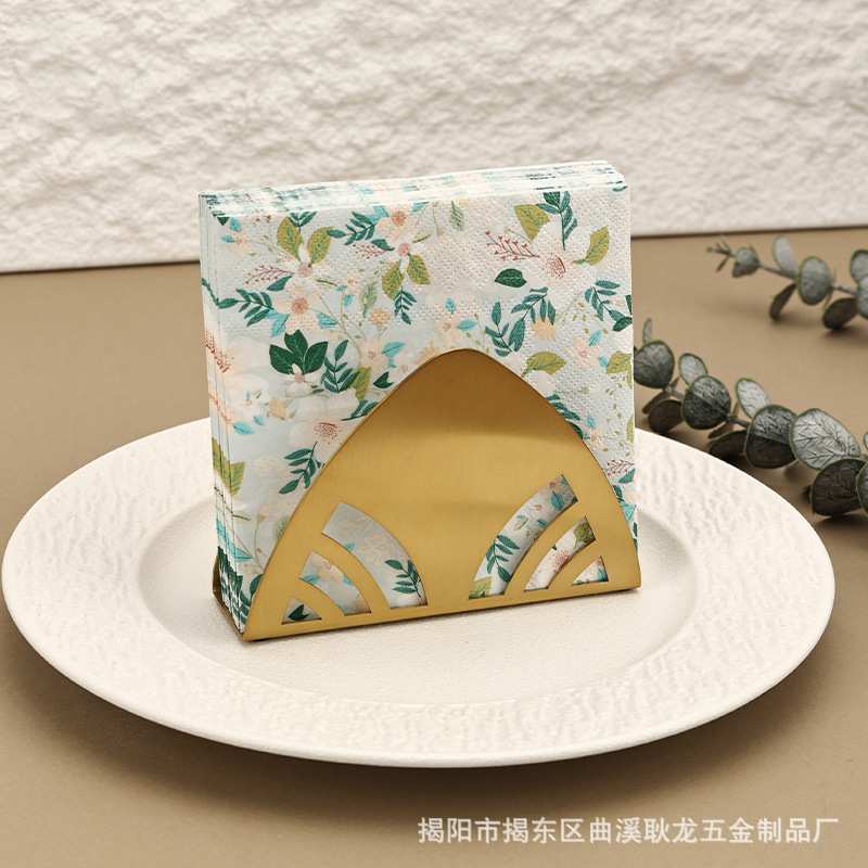ins金色三角形不锈钢纸巾架 西餐厅咖啡厅酒店餐桌夹纸金属餐巾座细节图