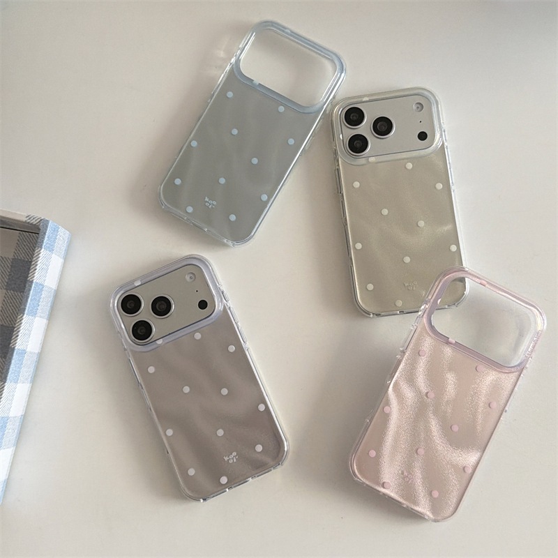 ins Korean Style light polka dots suitable for iphone17Promax Apple 16p phone case 15 solid color round edge 14 women Specification image
