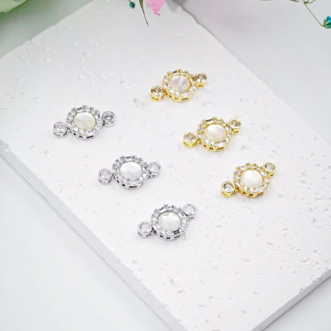 18K gold shell end buckle, pearl bracelet, beaded connecting buckle, diy handmade necklace, loose beaded jewelry accessory material details Picture