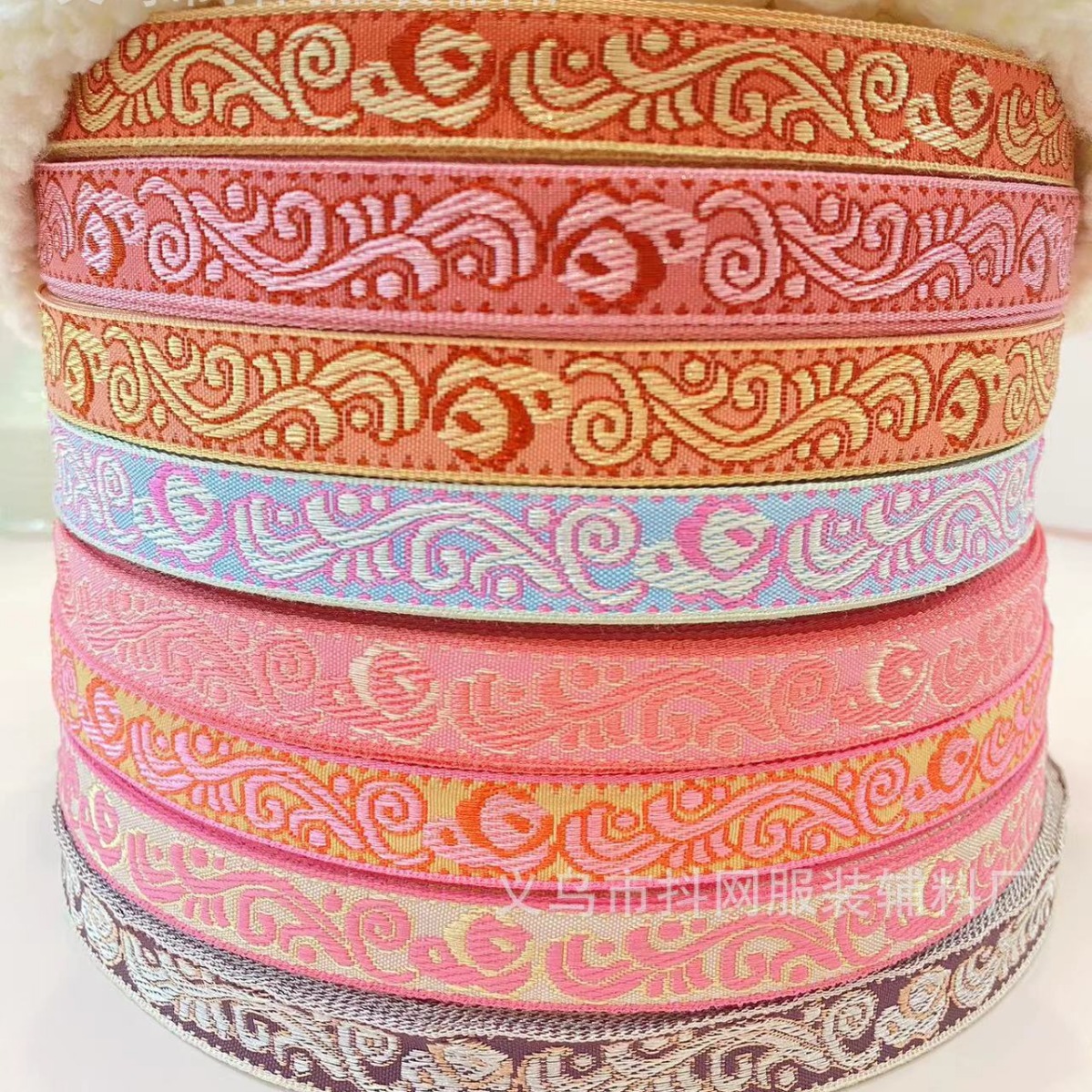 1.5cmDIY multicolor patrón étnico jacquard bordado correas adornos para el pelo adornos para la cabeza bolsos bordes accesorios venta al por mayor details Picture