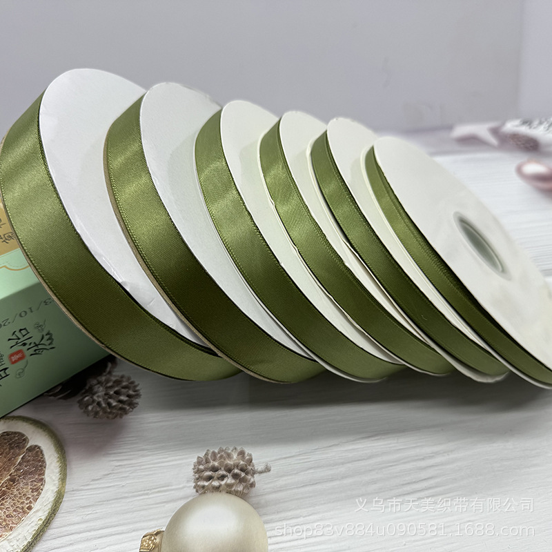 0.6-5M matcha green ribbon handbag souvenir DIY hand-woven olive green ribbon 1CM encrypted polyester details Picture