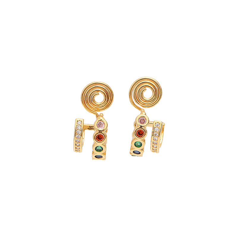 High-end commuting versatile color diamond double-layer ear clips, women's light luxury style, C-shaped metal fashionable and trendy earrings Item Picture