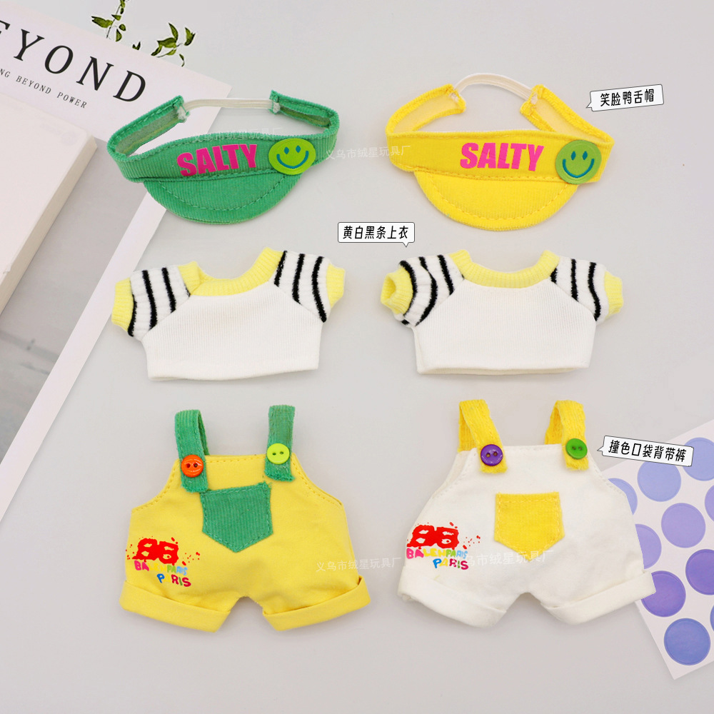 New baby clothes, cartoon smiling faces, baseball caps, trendy color-blocking tops, T overalls and pants sets, doll replacement outfits details Picture