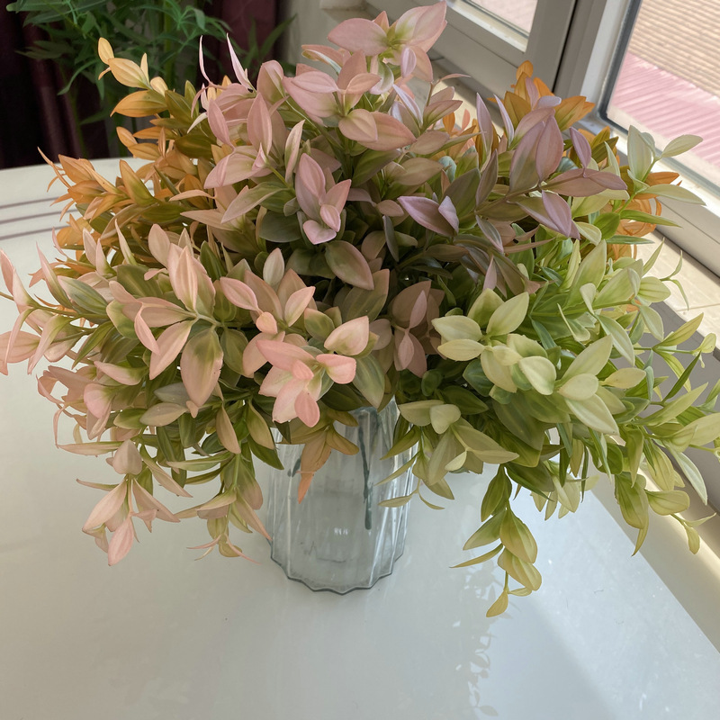 仿真绿植25头塑料油彩香草叶婚礼堂吊顶假草路引花排仿真花假树叶