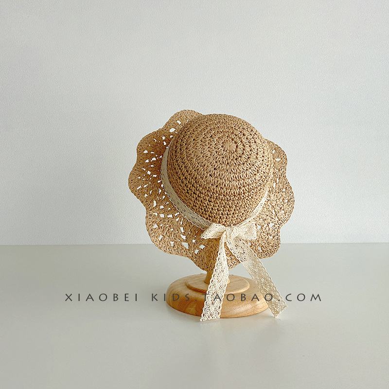 Sombrero de bebé coreano primavera verano niños sombrero de paja bebé visera sombrero de protección solar para niñas playa sombrero nuevo estilo details Picture