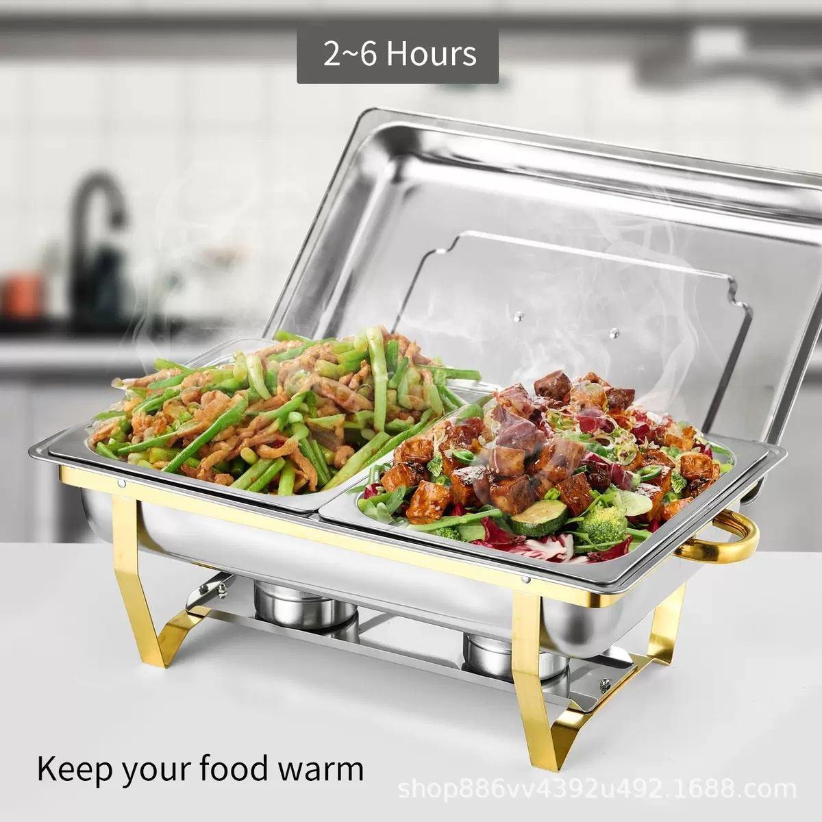 Cross-border stainless steel buffet stove, hotel golden dining stove, insulated dish set, commercial Buffet stove, alcohol heating