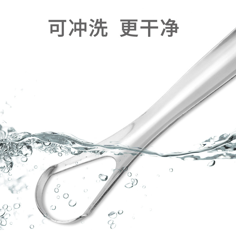 Manufacturer's stainless steel open tongue scraper, three-color tongue coating cleaning brush, tongue scraper, household oral care tool Item Picture