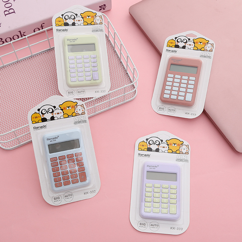 KK-333 solid-color cute calculator, fresh and clean 8-digit computer, portable business compact calculator full figure