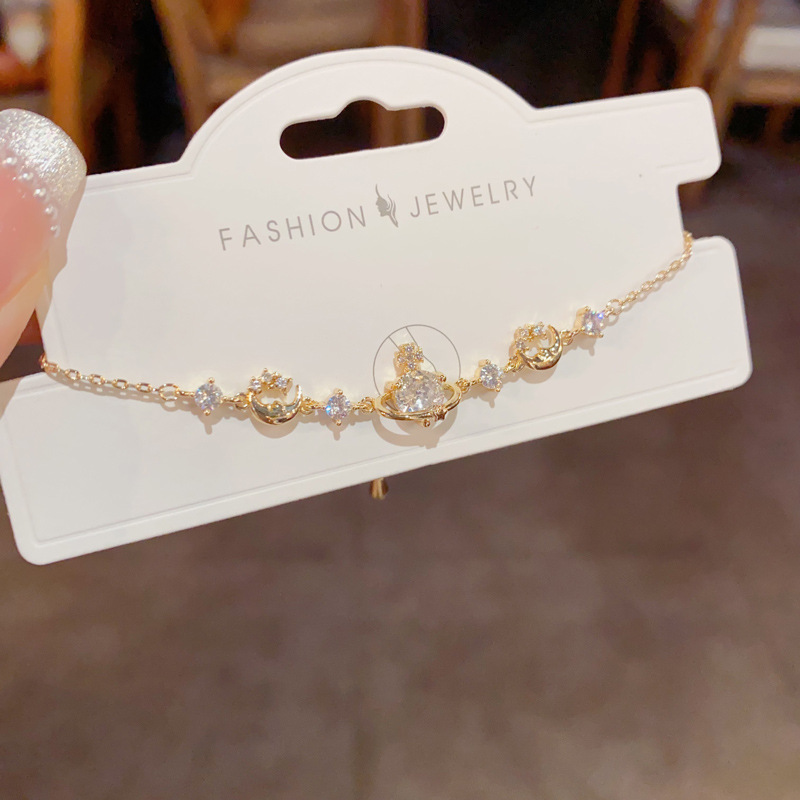 Cross-border exquisite, super shiny, fully diamond-encrusted Saturn bracelet, a niche, fashionable, light luxury and versatile design accessory from the original manufacturer Specification image