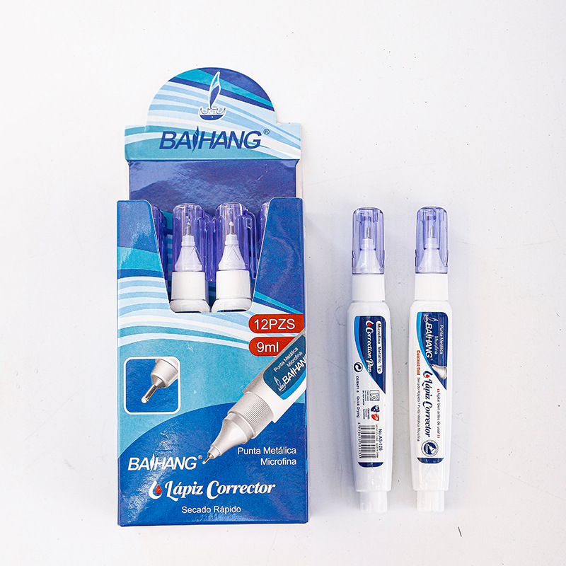 Baihang AS series correction fluid for students, quick-drying, large-capacity office stationery, and dual-purpose for brushing and correction details Picture