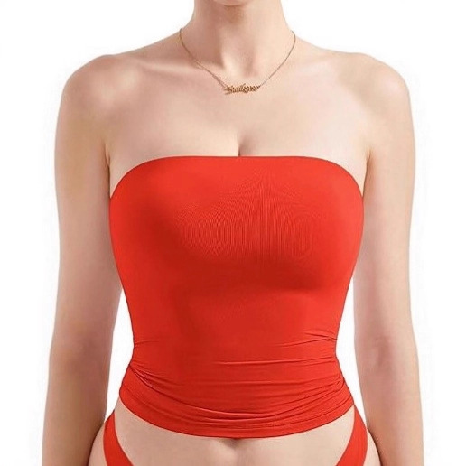 Factory direct sales of cross-border double-layer strapless tops and vests from Europe and America. Short, slimming and sexy women's clothing details Picture