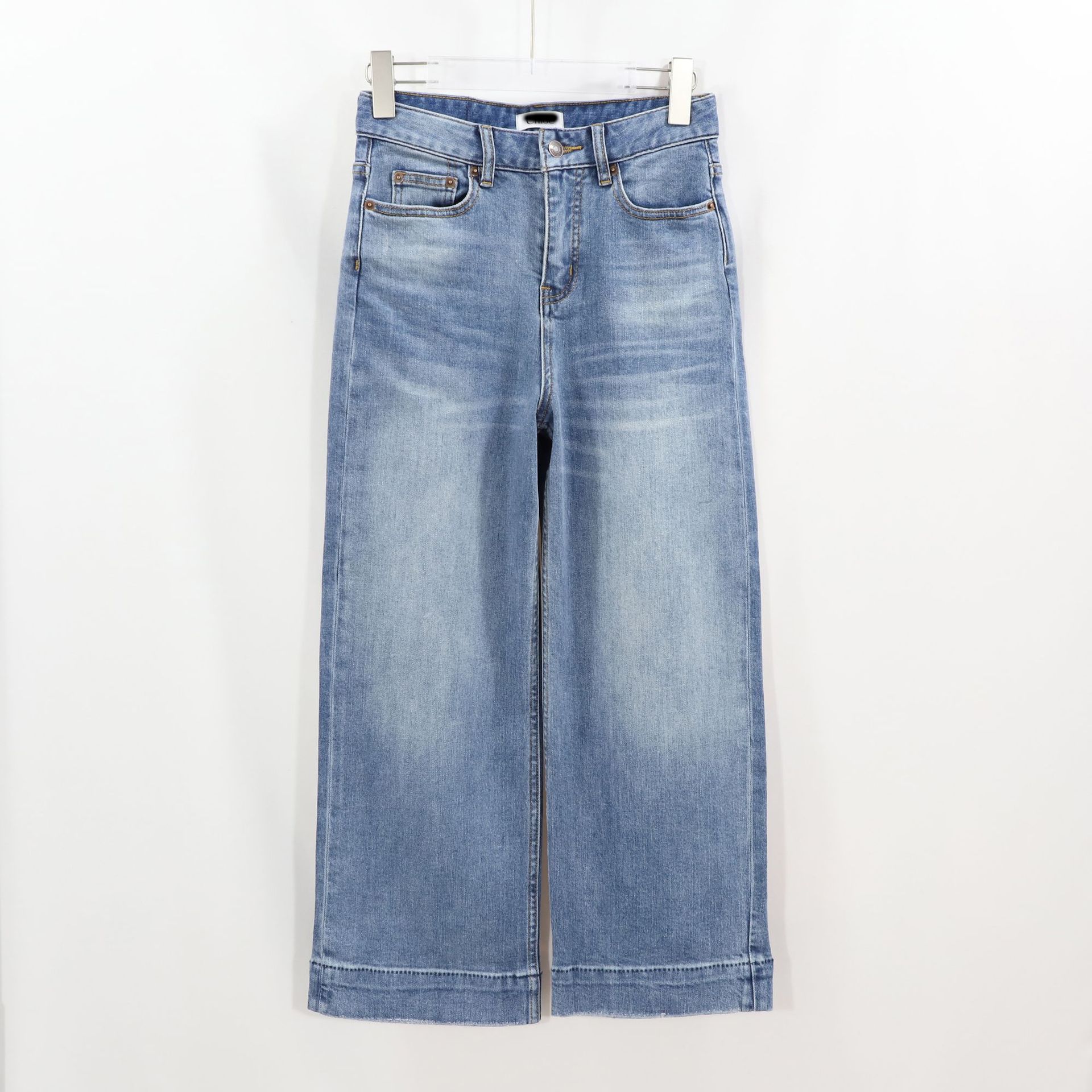 C brand straight-leg jeans for women, blue, versatile, fitted, high-waisted, flared nine-inch trousers for women 2026 early Spring Item Picture