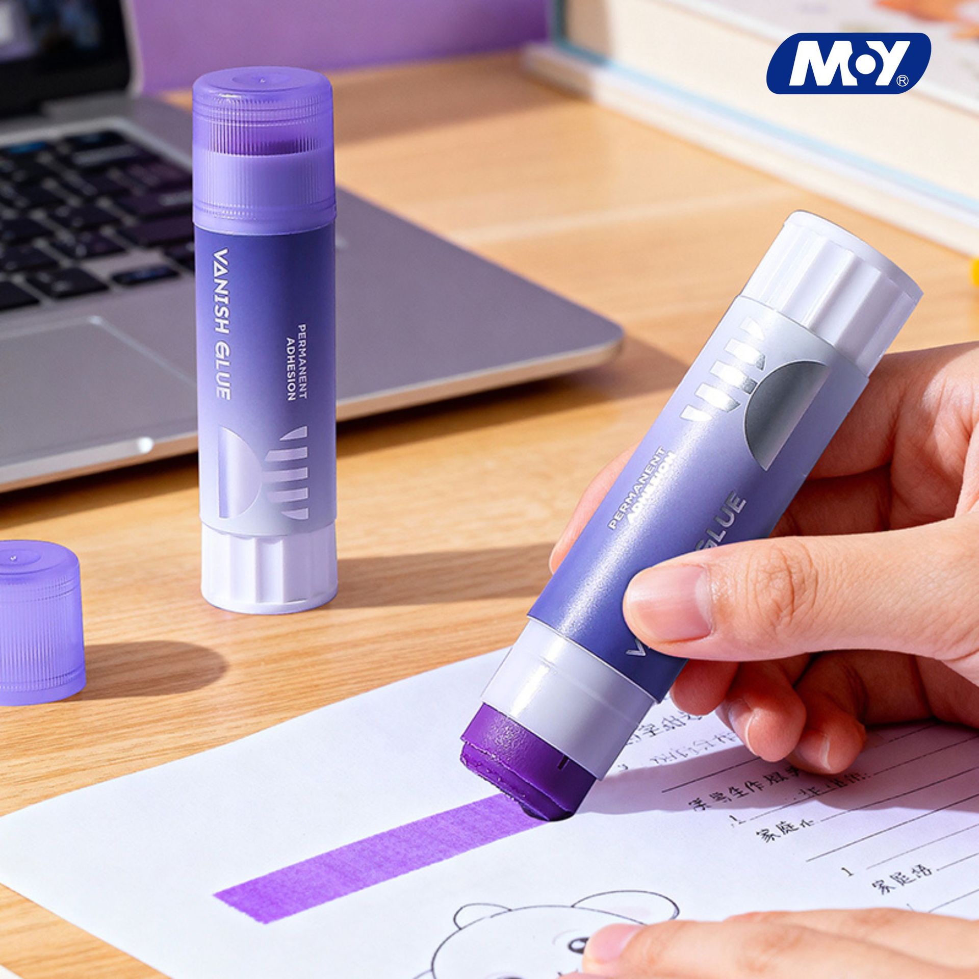 Purple solid glue color-changing PVP glue stick cos eyebrow masking student handcrafted glue, formaldehyde-free, high viscosity stationery wholesale details Picture